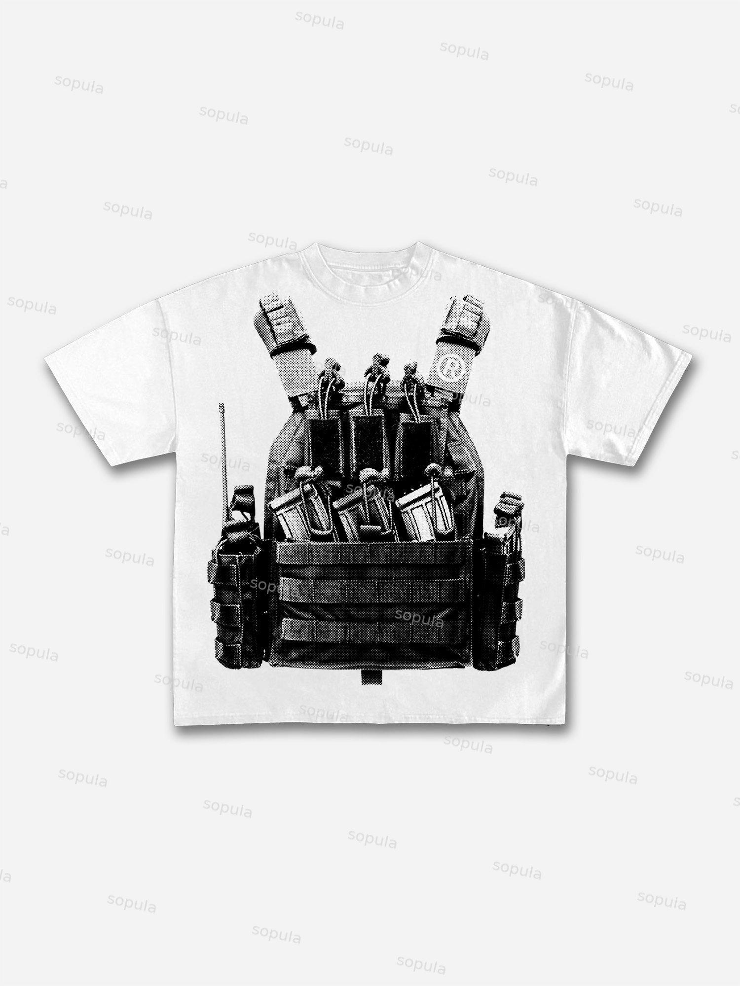 Vintage Locations Body Armor Firearms Graphic Cotton T-shirt Product Image
