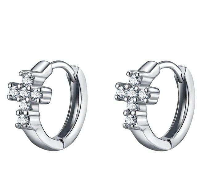 Cross Rhinestone Alloy Huggie Earring Product Image