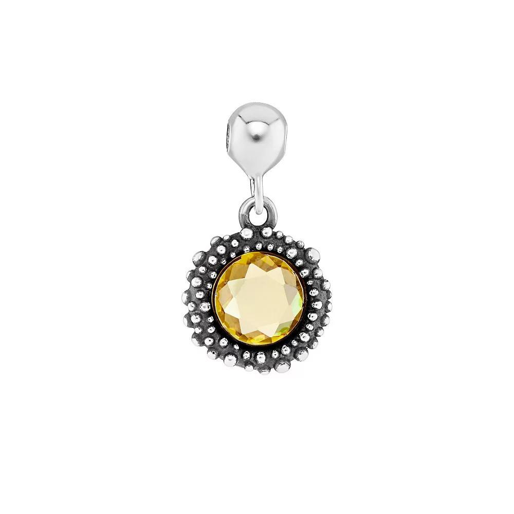 PRIMROSE Sterling Silver Oxidized Beaded Round Cubic Zirconia, Red Corundum & Spinel Sliding Charm, Women's, Sterling November Product Image
