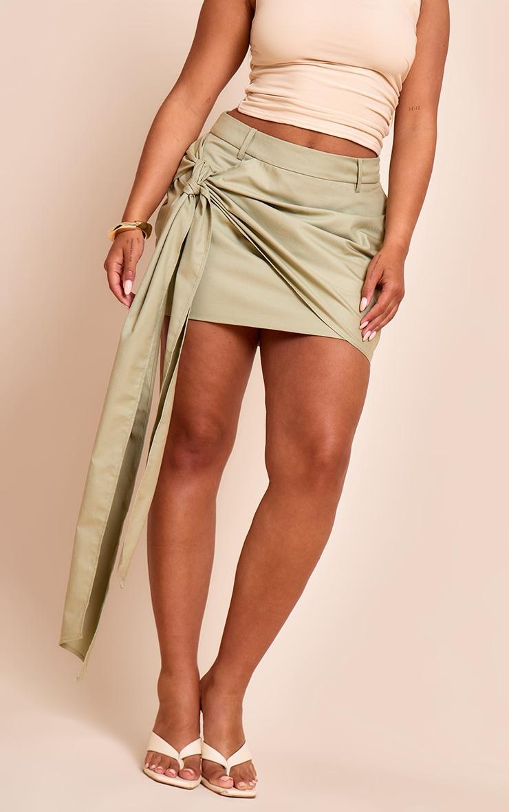 Shape Pale Lime Tailored Drape Side Mini Skirt Product Image