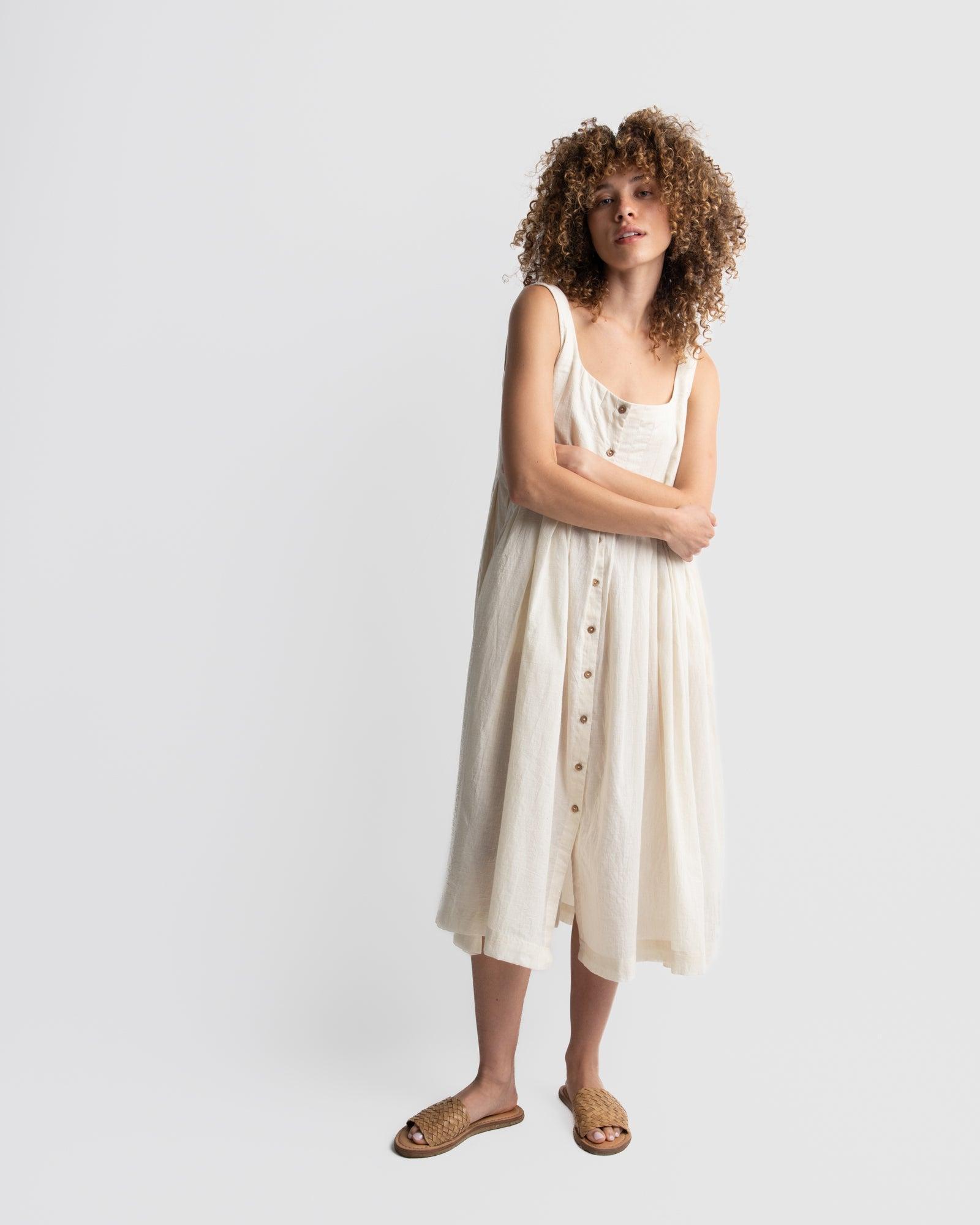 Romantic White Midi Dress Product Image