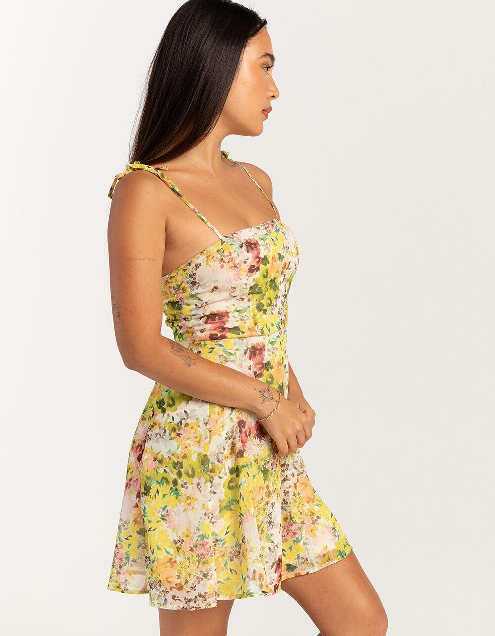 FULL TILT Chiffon Empire Womens Slip Dress - YELLOW COMBO Product Image