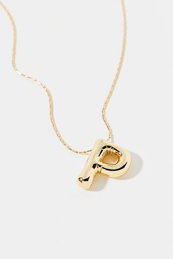 14k Gold Plated Bubble Initial Charm Necklace, Womens at Urban Outfitters Product Image