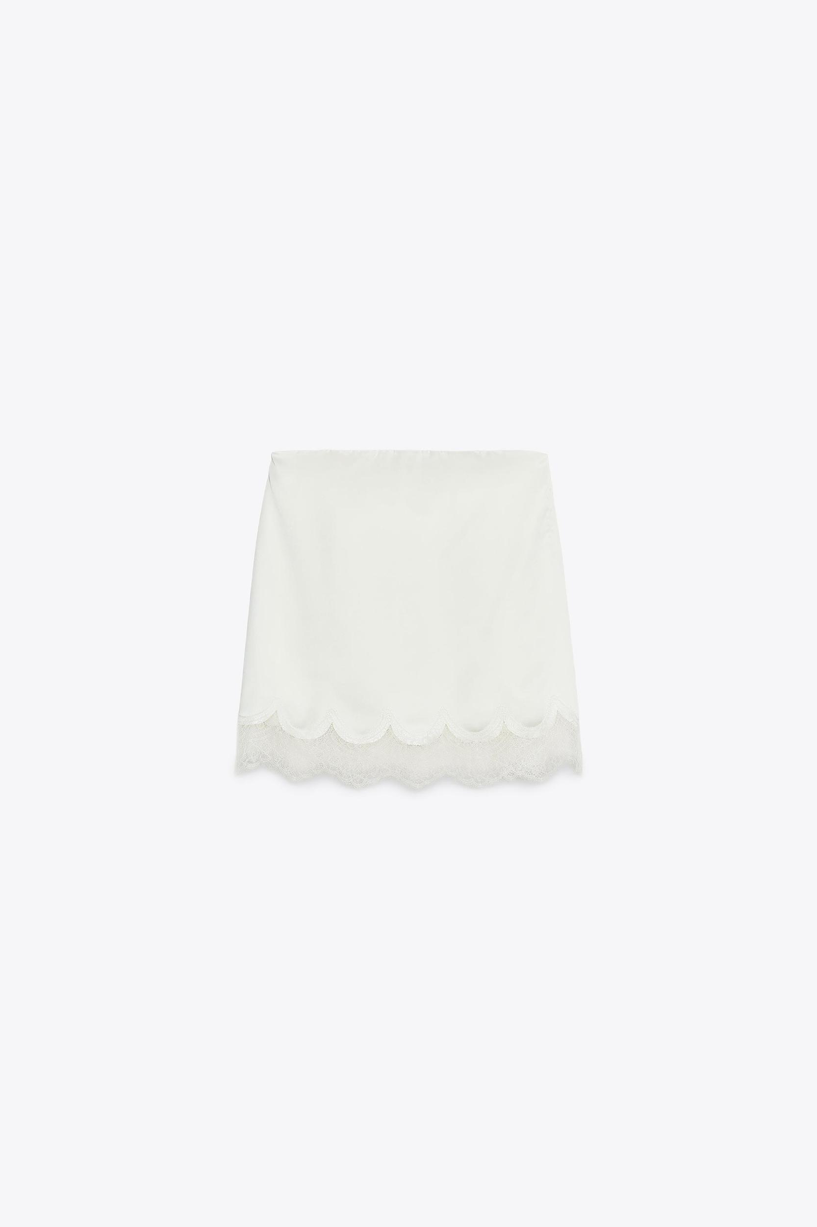 SATIN EFFECT LACE BUSTIER TOP Product Image