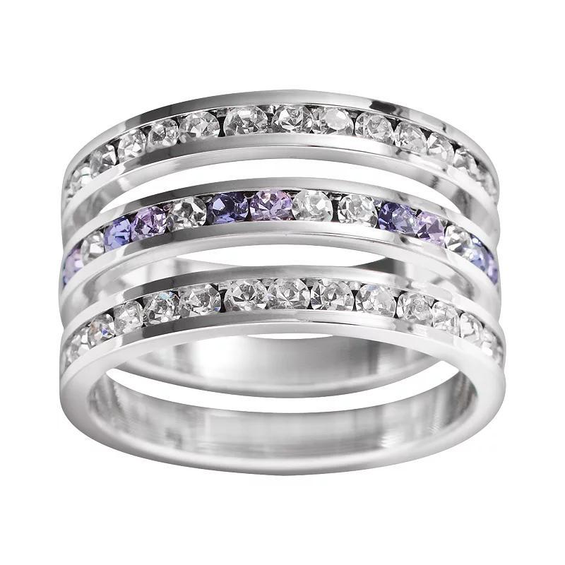 Traditions Jewelry Company Sterling Silver Crystal Eternity Ring Set, Womens White Team Blues Product Image