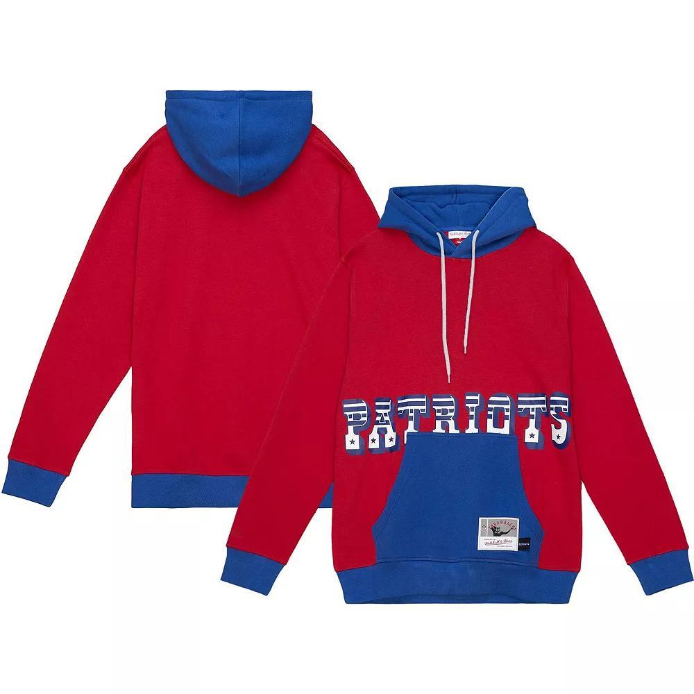 Men's Mitchell & Ness Red/Navy New England Patriots Big & Tall Big Face Pullover Hoodie, Size: 2XB Product Image