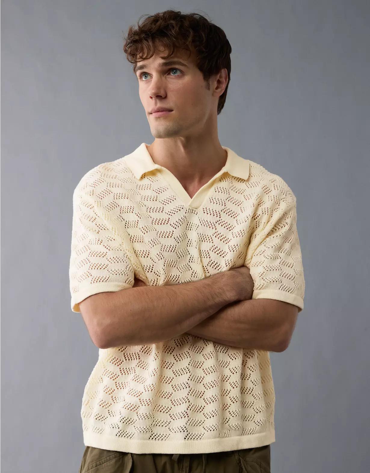 AE Weekend Textured Sweater Polo Shirt Product Image
