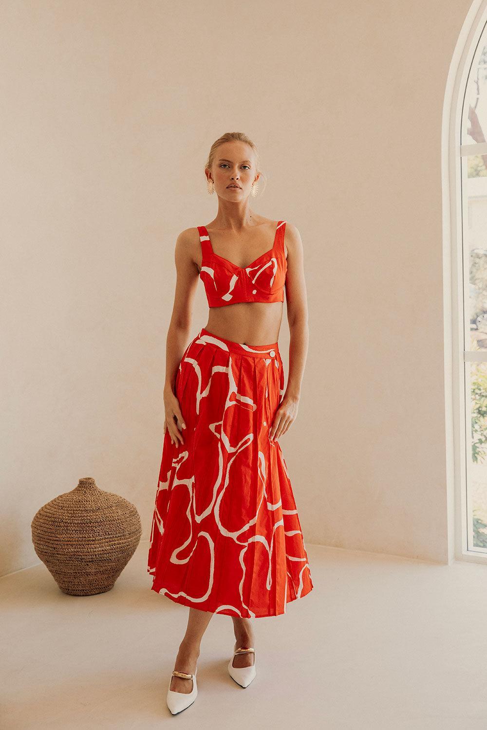 SAMPLE-Dien Wrap Skirt - Evoke Red Product Image