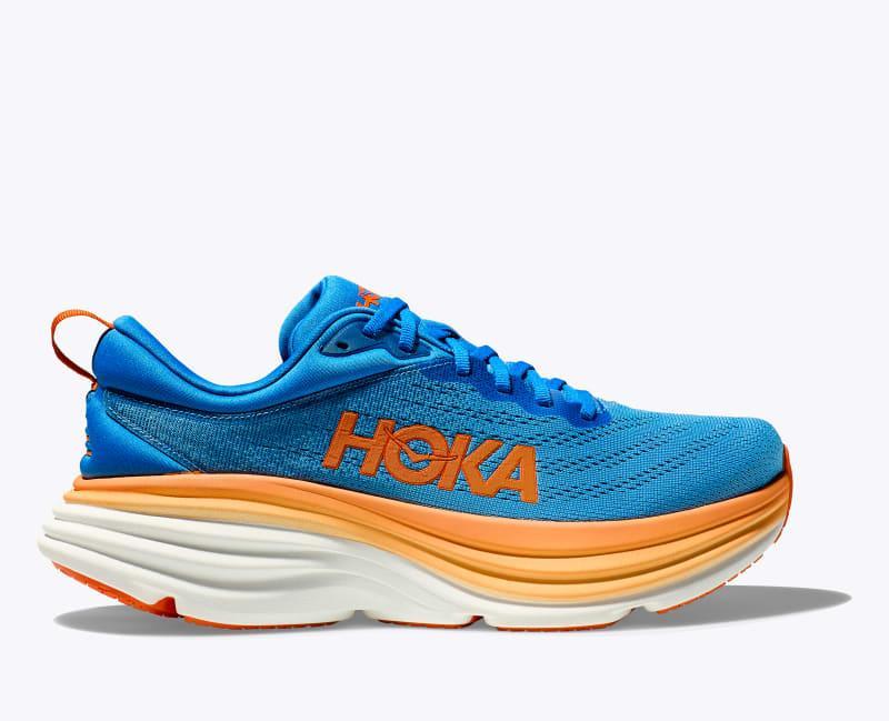 HOKA Mens Bondi 8 Shoes in Lettuce/Solar Flare, Size 10.5 Product Image