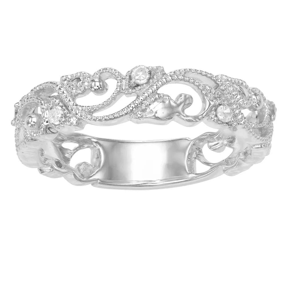 Sterling Silver 1/10 Carat T.W. Diamond Ring, Women's, Size: 8, White Product Image