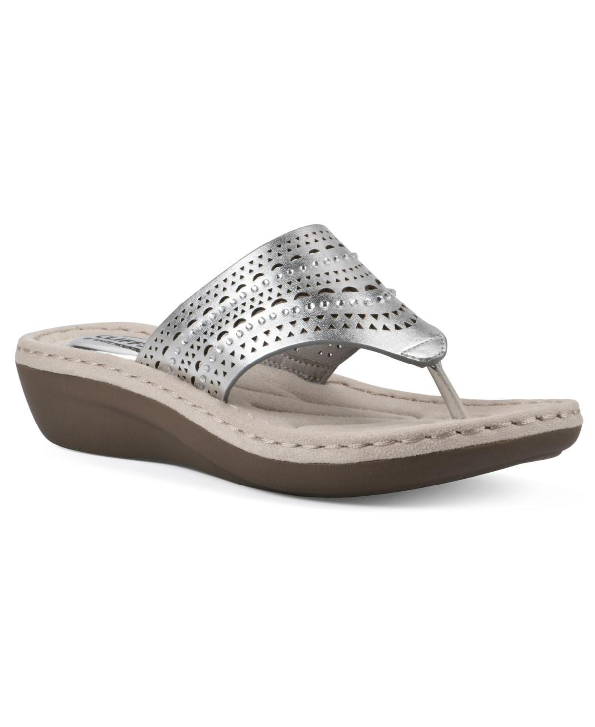 Cliffs by White Mountain Comate Women's Thong Sandals, Size: 9.5 Wide, White Nubuck Product Image