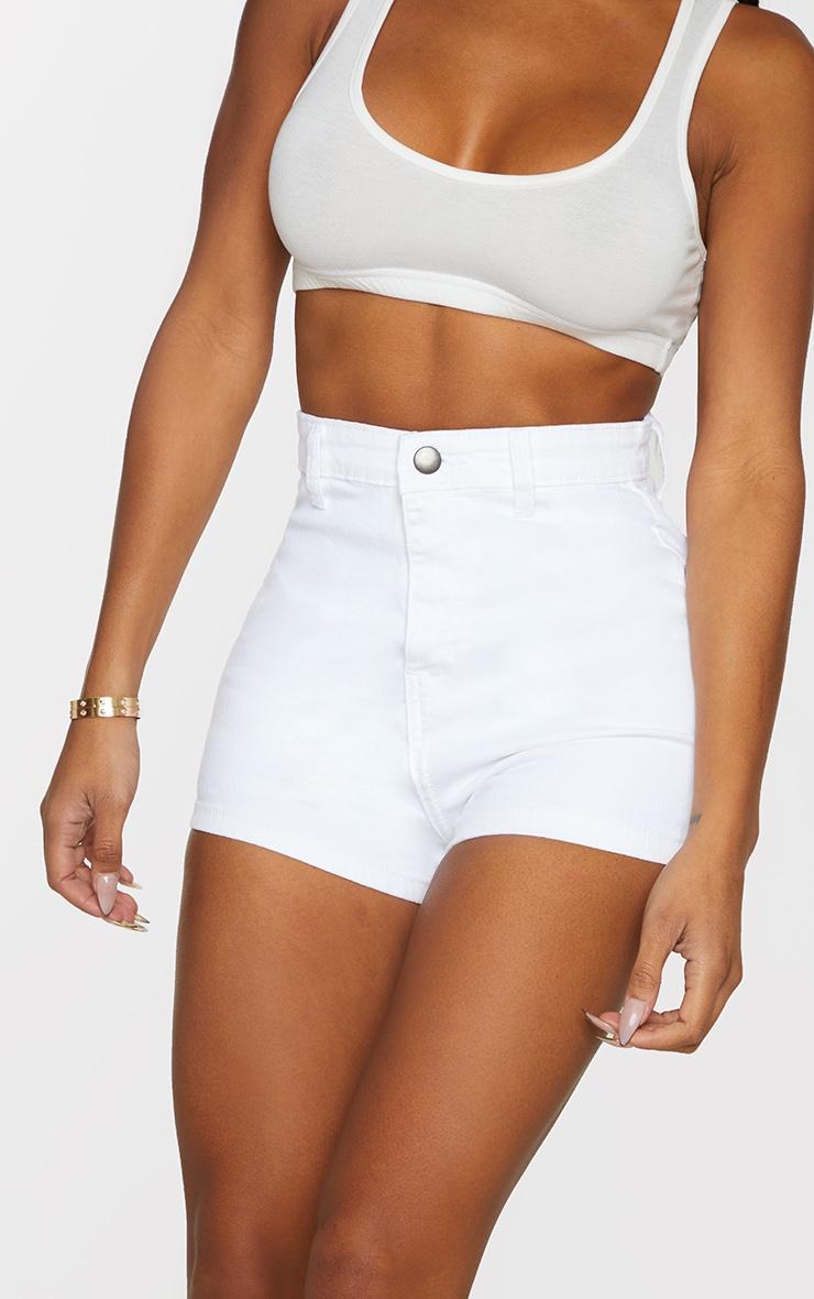 Shape White Disco Denim Mini Shorts Product Image