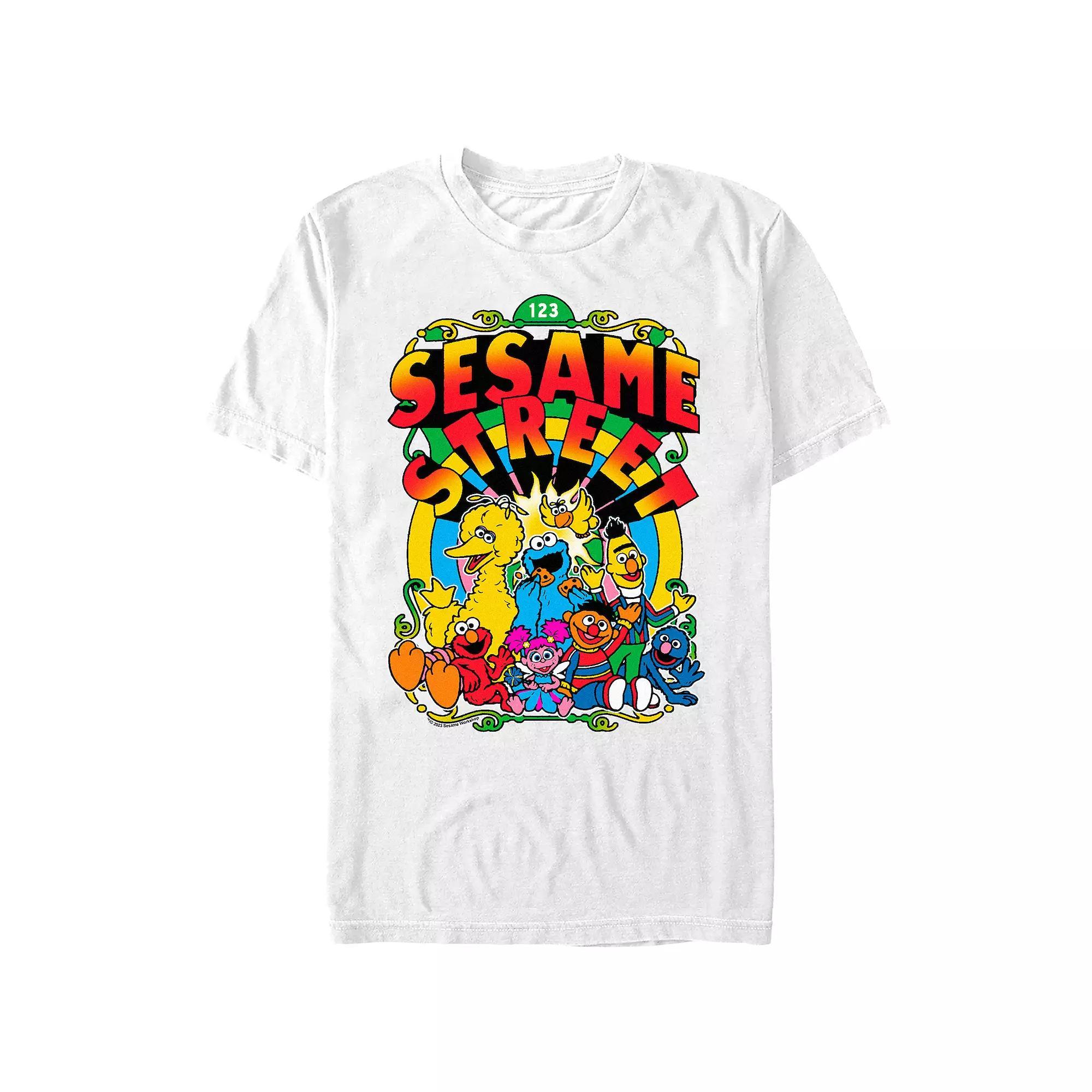 Men's Sesame Street Groovy Poster Graphic Tee, Size: XS, White Product Image