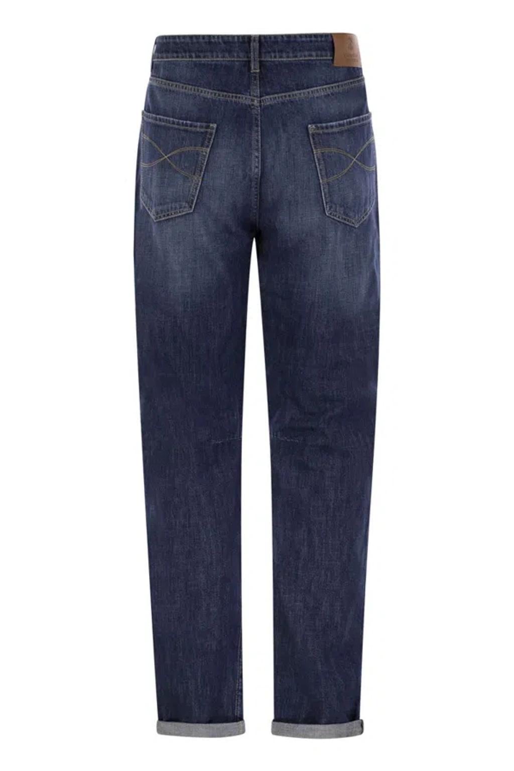 BRUNELLO CUCINELLI Five-pocket Leisure Fit Trousers In Lightweight Denim In Navy Product Image