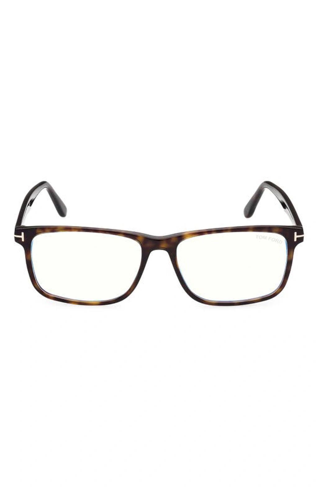 TOM FORD 53mm Square Blue Light Blocking Optical Glasses In Dark Havana Product Image