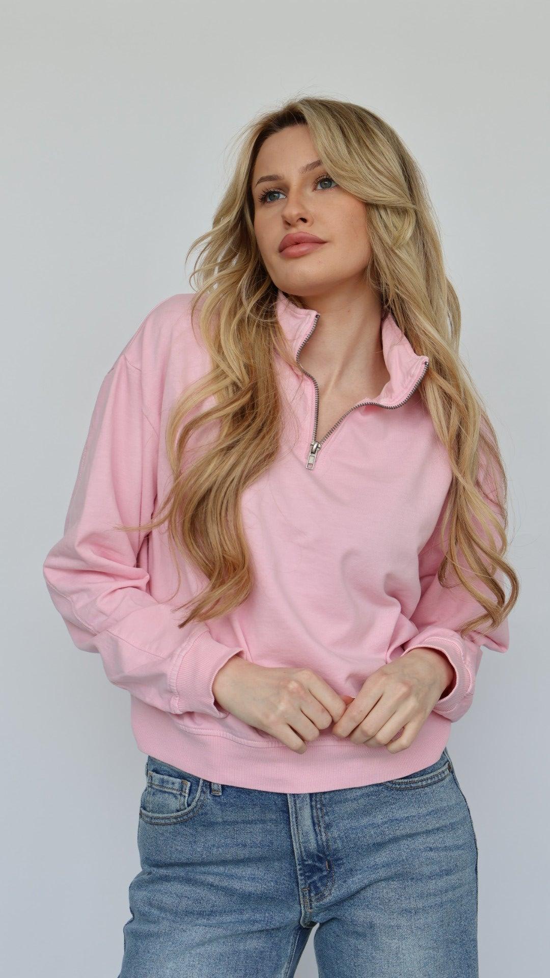 Half Zip Long Sleeve Sweatshirt Product Image