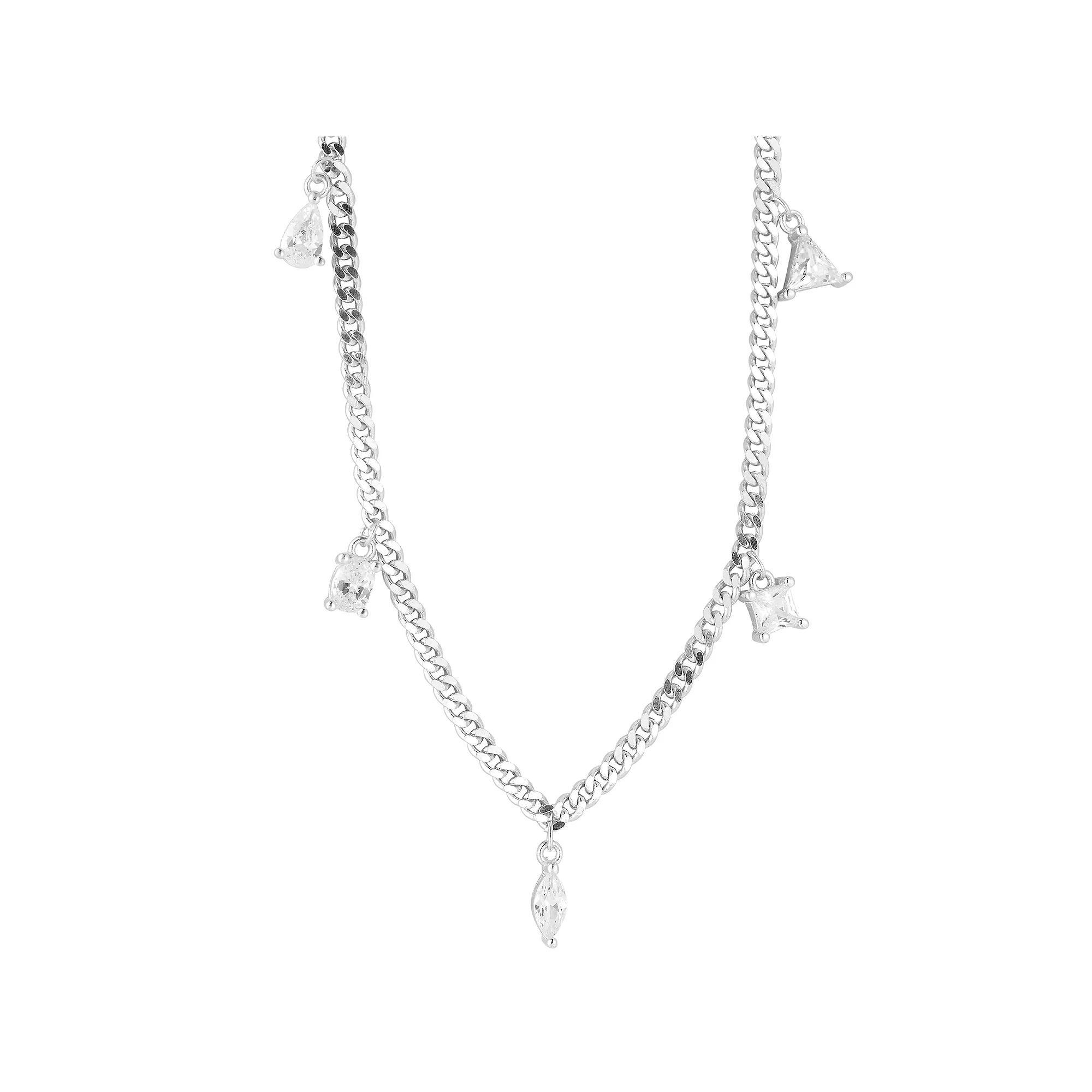 Sunkissed Sterling 14k Gold Over Silver Cubic Zirconia Multishape Choker Necklace, Women's, Size: 15", Silver Tone Product Image