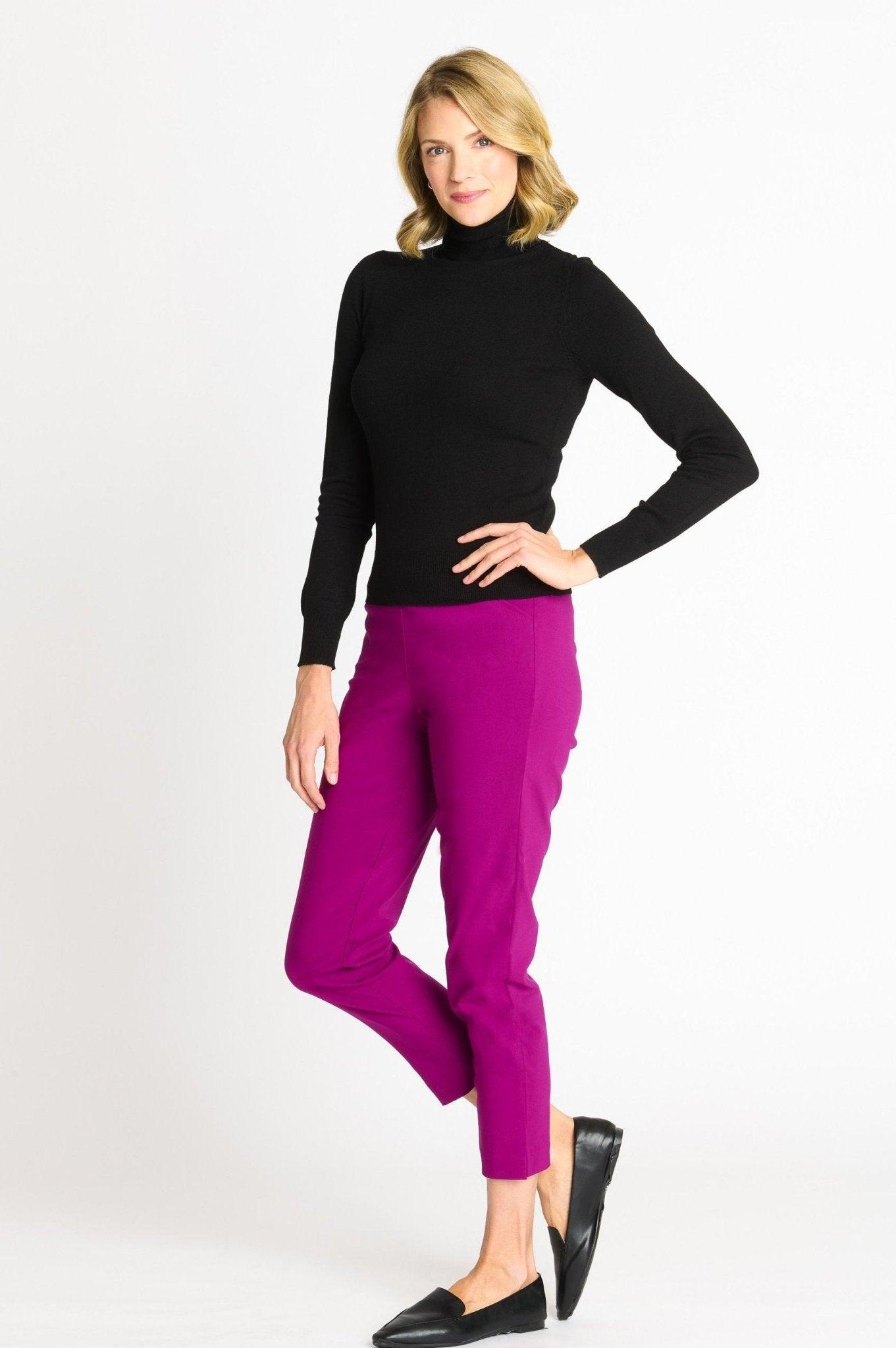 Roz & Ali Superstretch Magenta Pull On Ankle Pants Product Image