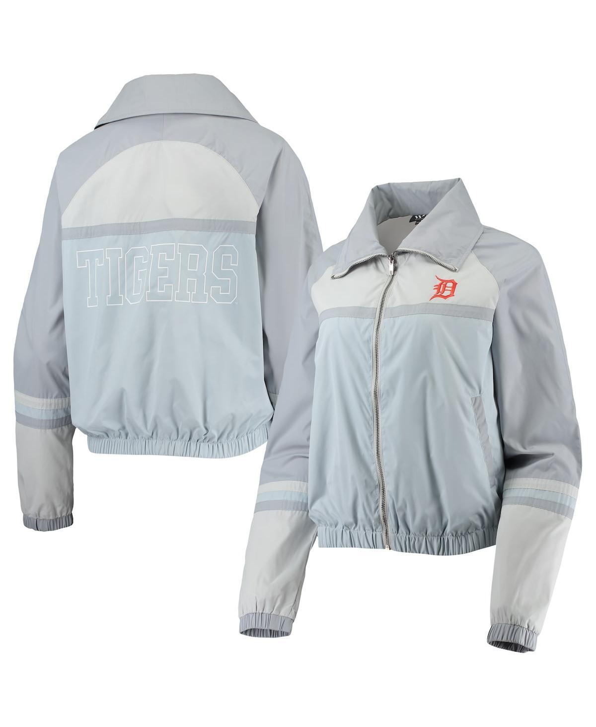 Women's The Wild Collective Navy Detroit Tigers Colorblock Track Raglan Full-Zip Jacket, Size: Small, Light Product Image