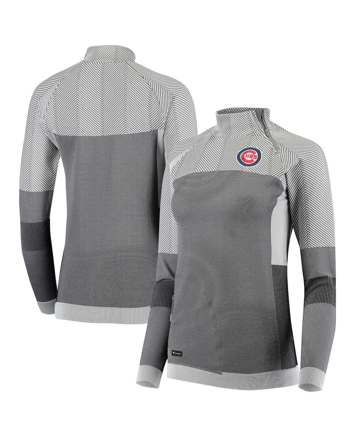 Women's Levelwear Gray Chicago Cubs Verse Asymmetrical Tri-Blend Quarter-Zip Jacket, Size: Large, Grey Product Image
