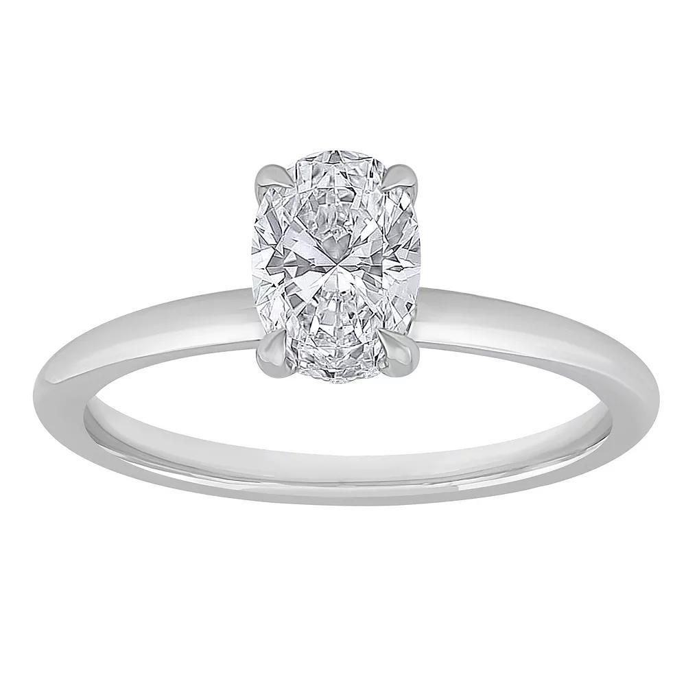 Diamond Medley 14k White Gold 1 Carat T.W. Lab-Grown Diamond Solitaire Plus Ring, Women's, Size: 9, 14k Whgold Product Image