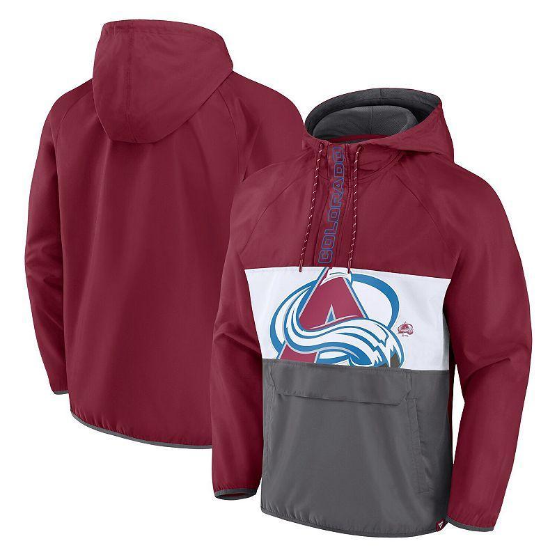 Mens Fanatics Branded Burgundy Colorado Avalanche Flagrant Foul Anorak Raglan Half-Zip Hoodie Jacket Product Image