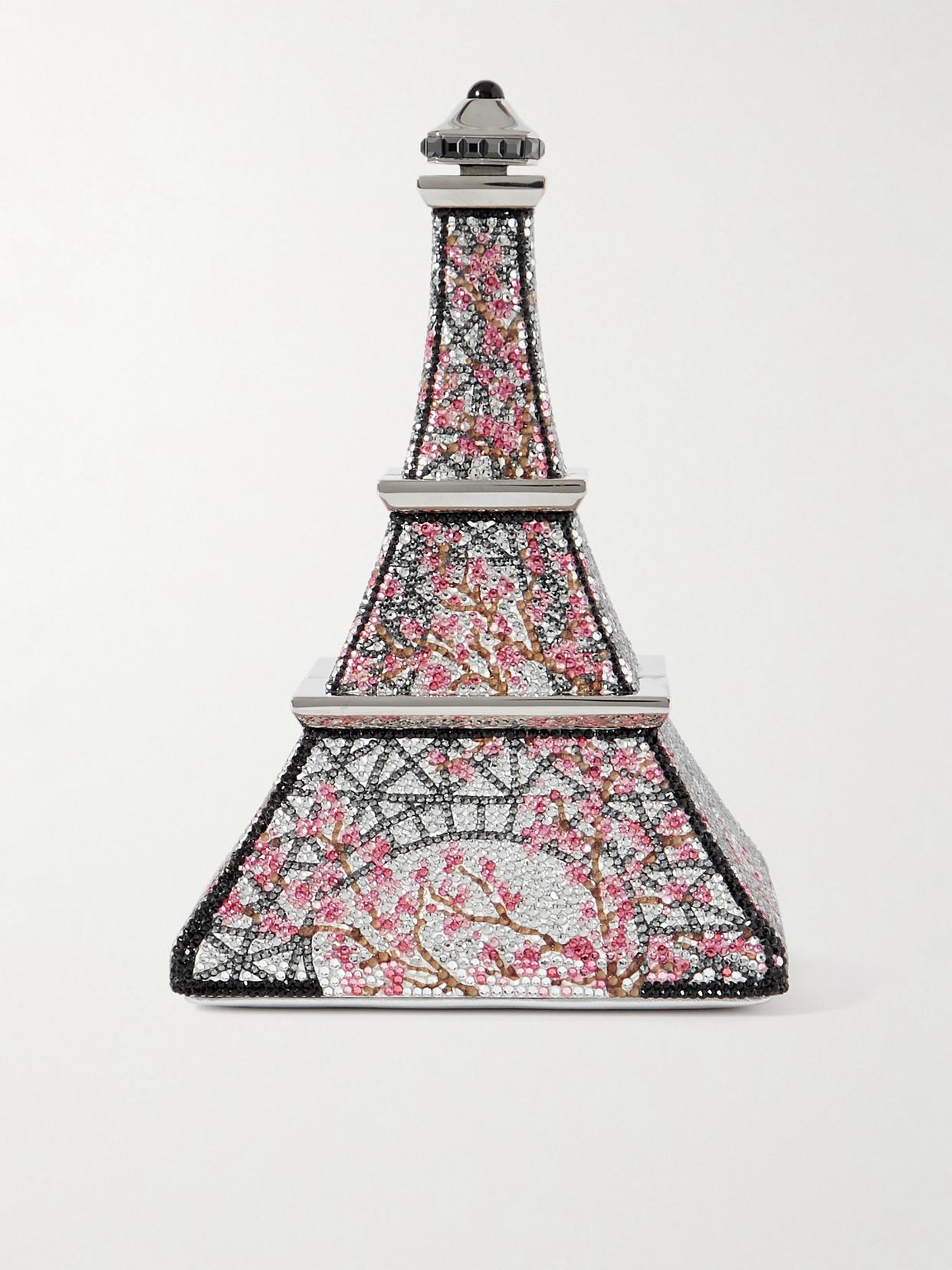 JUDITH LEIBER Eiffel Tower Crystal-embellished Silver-tone Clutch Product Image