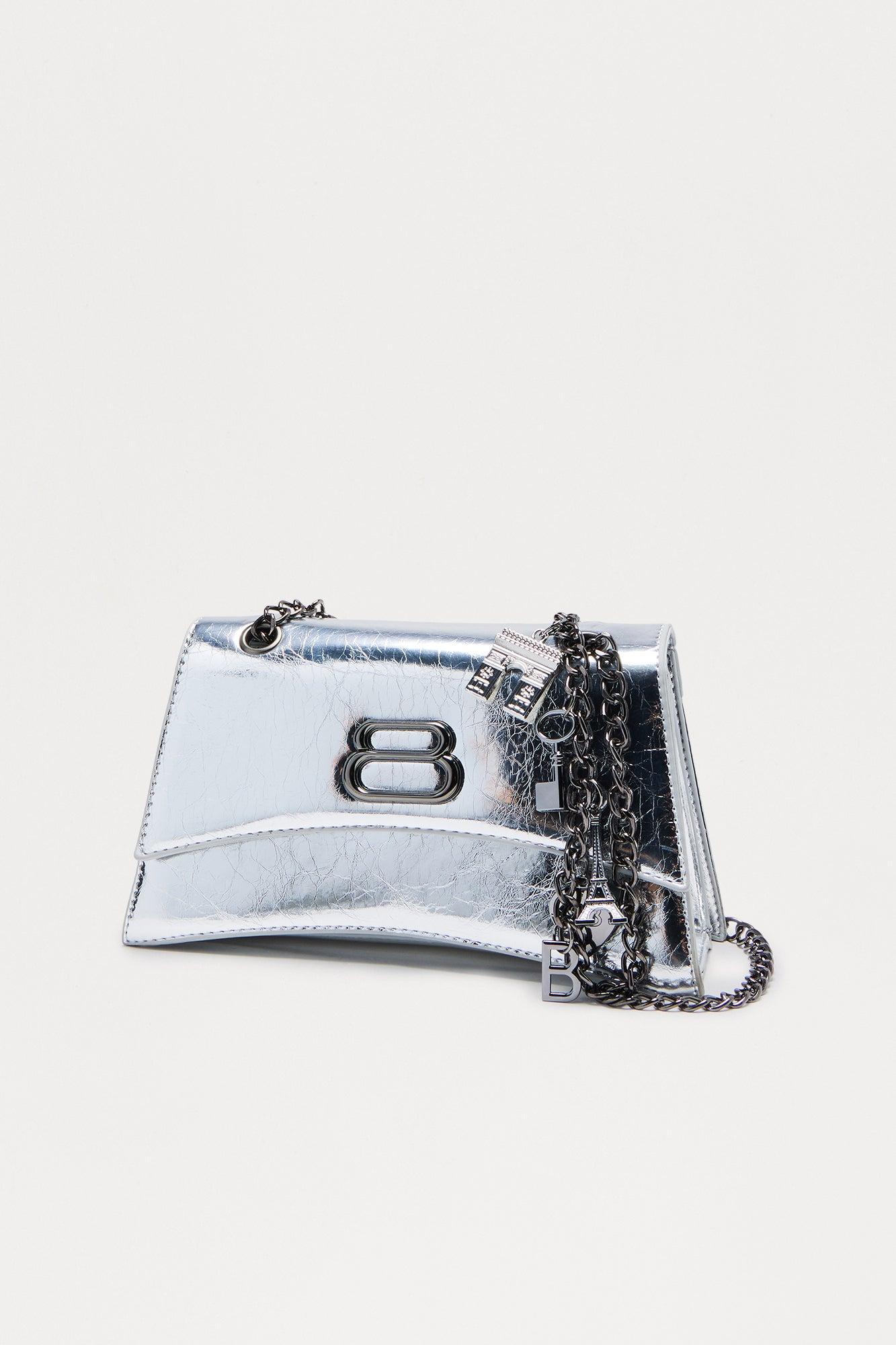 Charm Me Faux Leather Shoulder Handbag - Silver Female Product Image