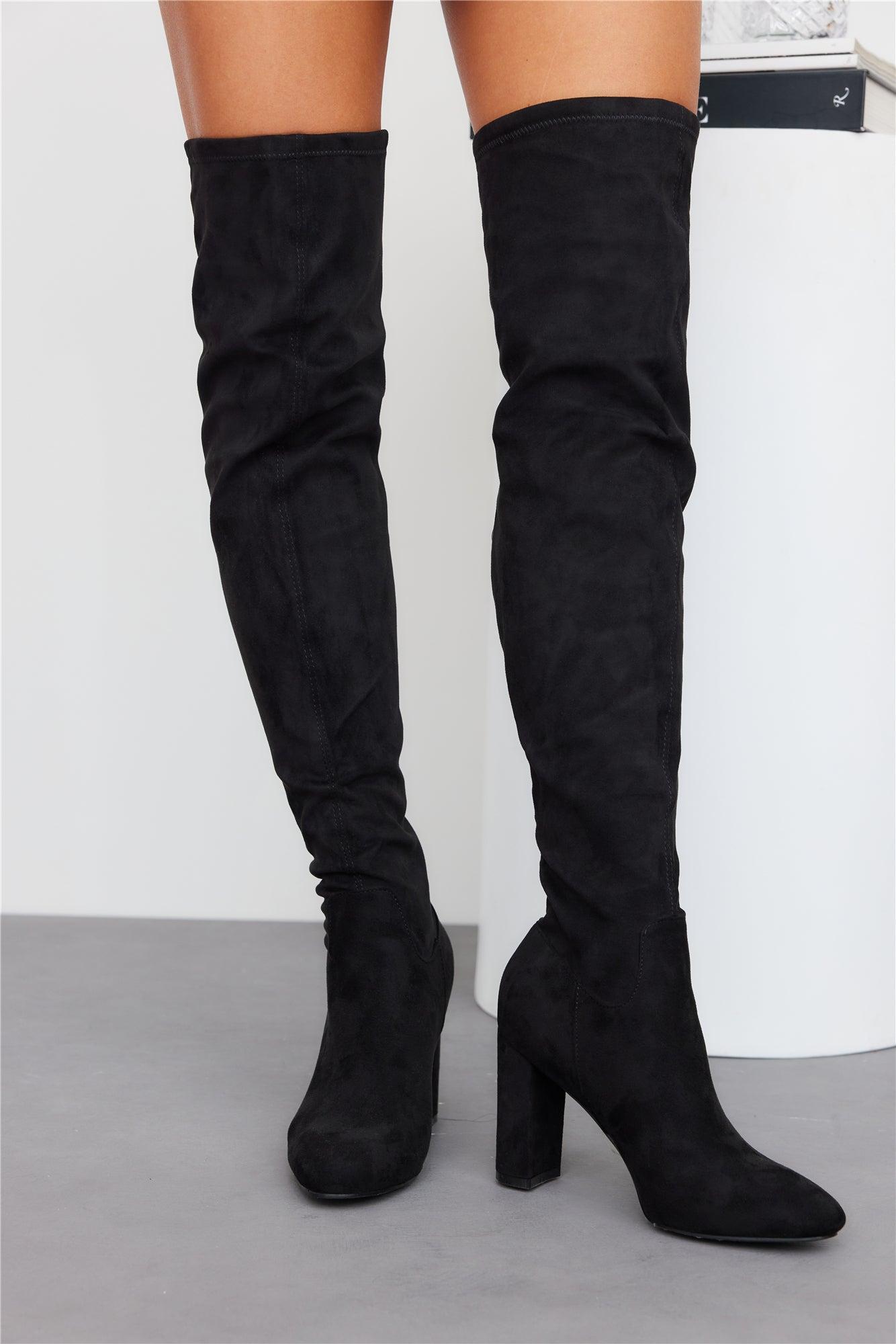 BILLINI Cannon Over The Knee Boots Black Suede Product Image