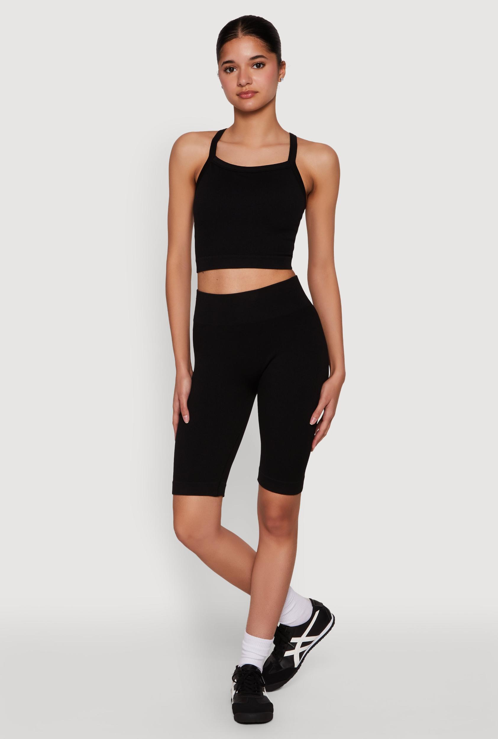 Womens Ribbed Knit Seamless Bike Shorts Product Image