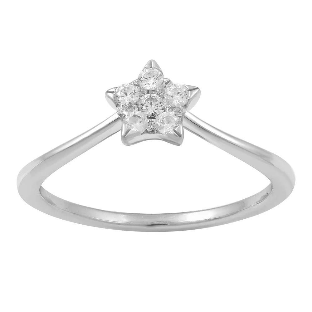Royal Aura Sterling Silver 1/5 Carat T.W. Diamond Star Ring, Women's Product Image