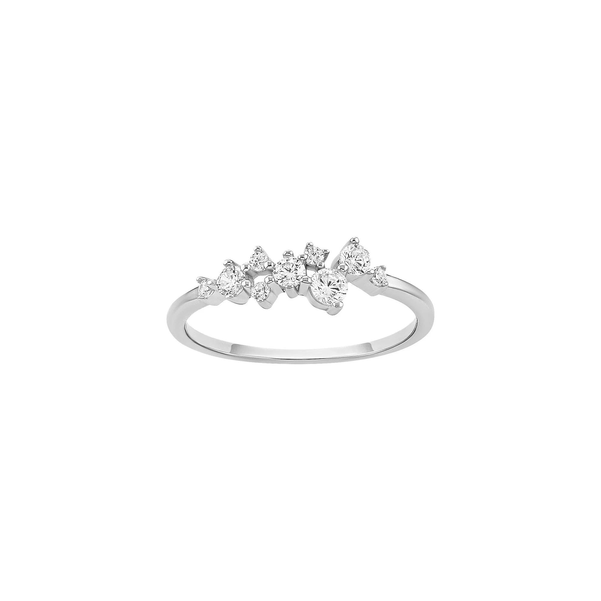 PRIMROSE Sterling Silver Cubic Zirconia Cluster Polished Band Ring, Women's, Size: 9, Sterling Silver White Product Image