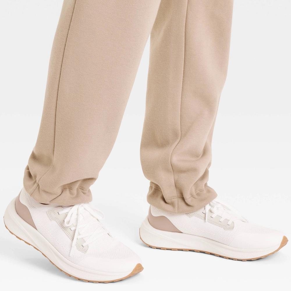 Mens Fleece Pants - All In Motion Tan L: Cotton Blend, Recycled Polyester, Drawstring Waist, Side Pocket Product Image