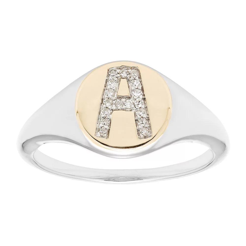 It's Personal 14k Gold Over Sterling Silver Diamond Accent Initial Signet Ring, Women's, Size: 5, Two Tone A Product Image