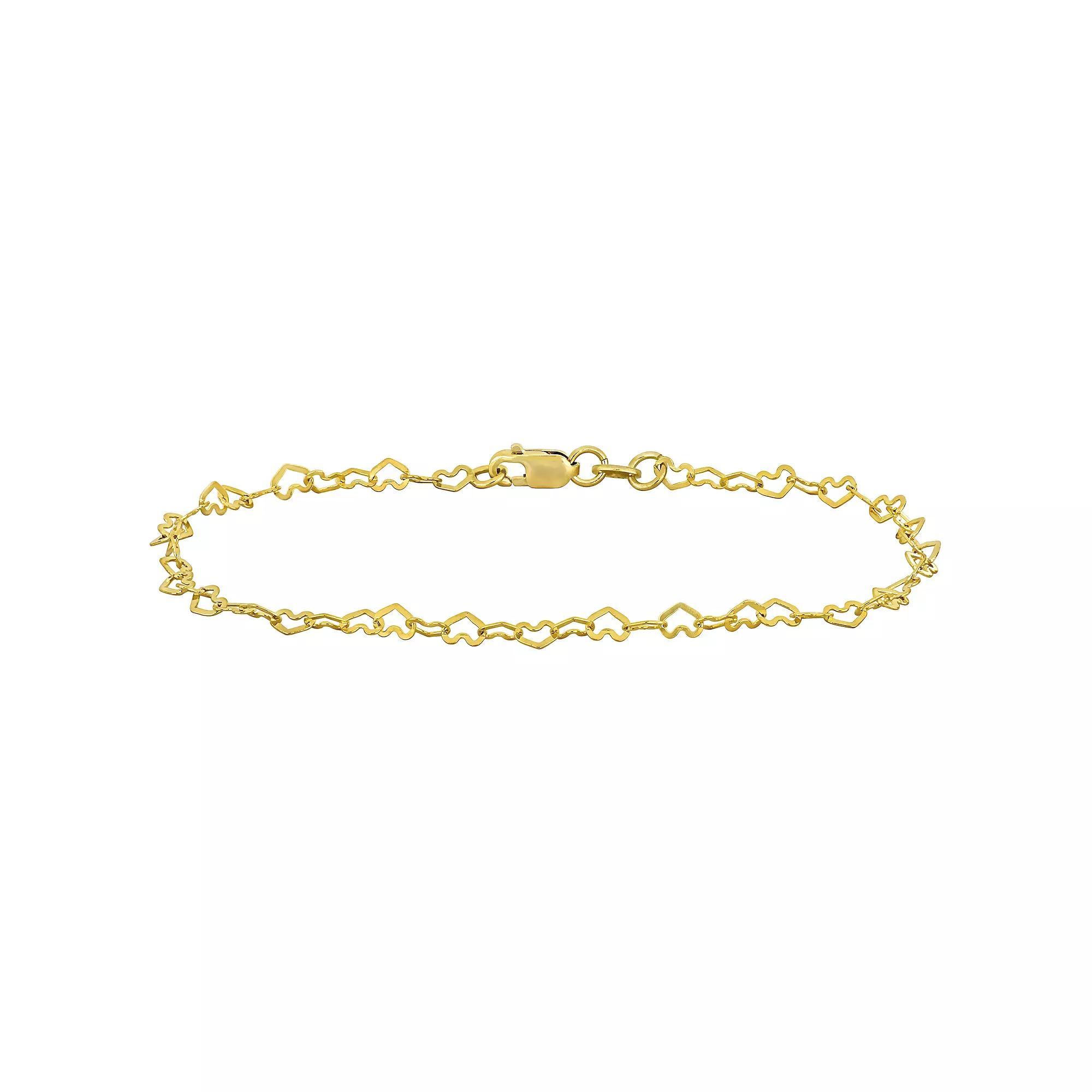 Stella Grace 14k Gold Heart Link Bracelet, Womens Product Image