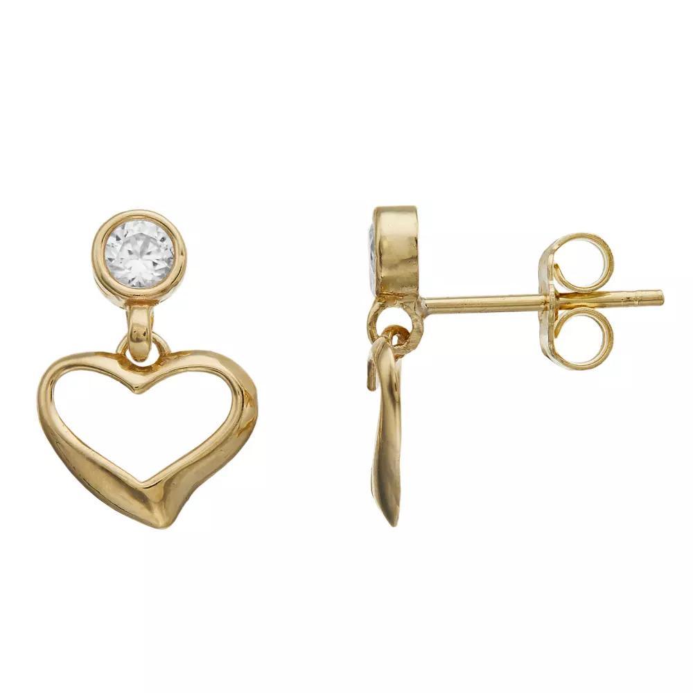 Kristen Kesho 10k Gold Round Lab-Created Gemstone Birthstone Heart Dangle Earrings, Women's, Sep Product Image