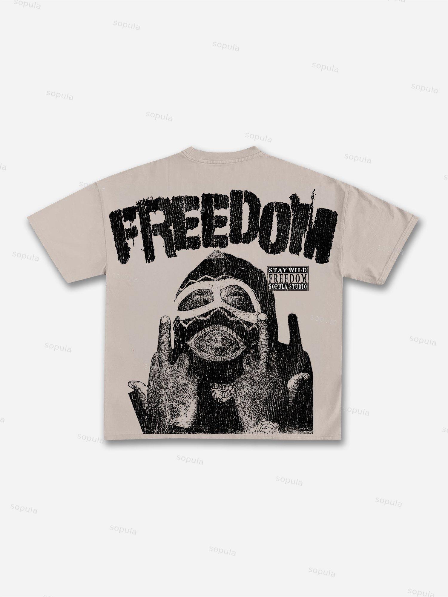 Men's Freedom Street Portrait Print Cotton T-shirt Product Image