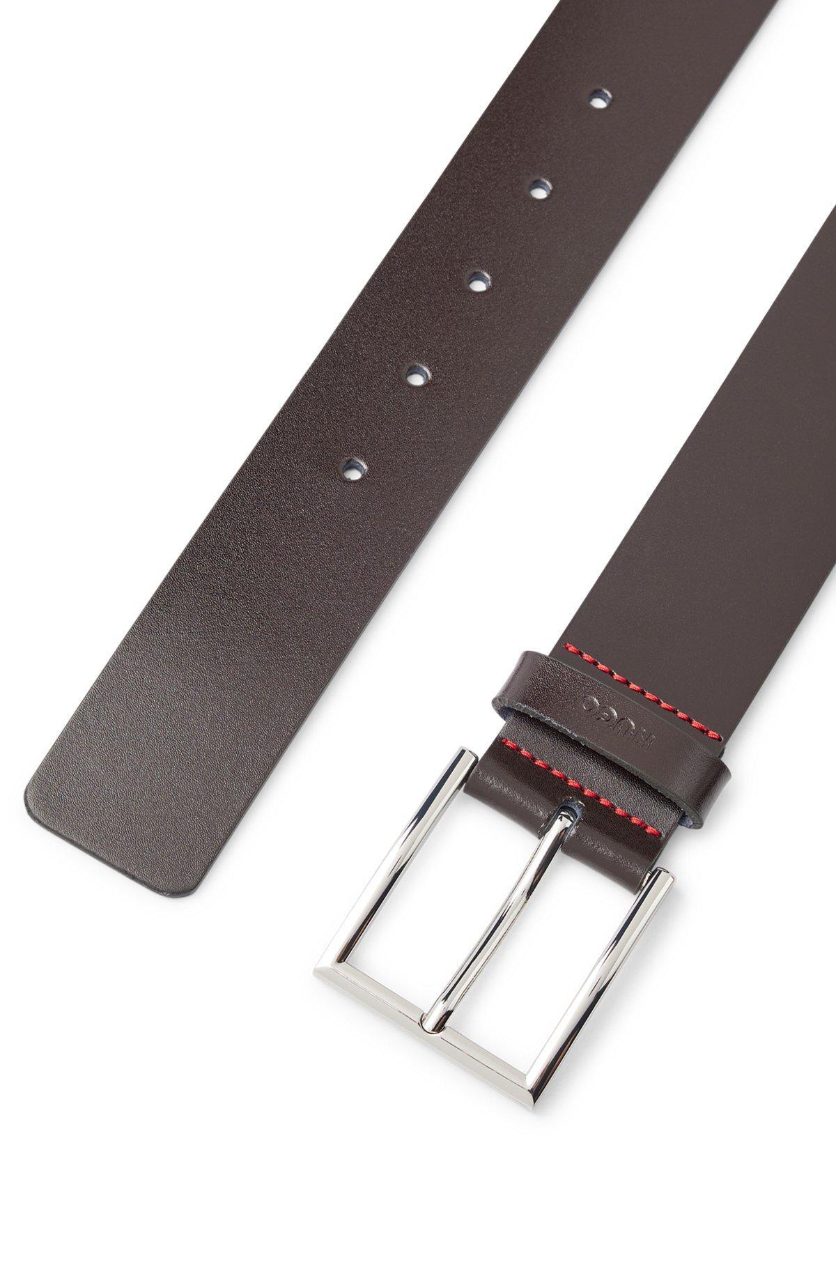 Leather belt with logo-stamped keeper Product Image
