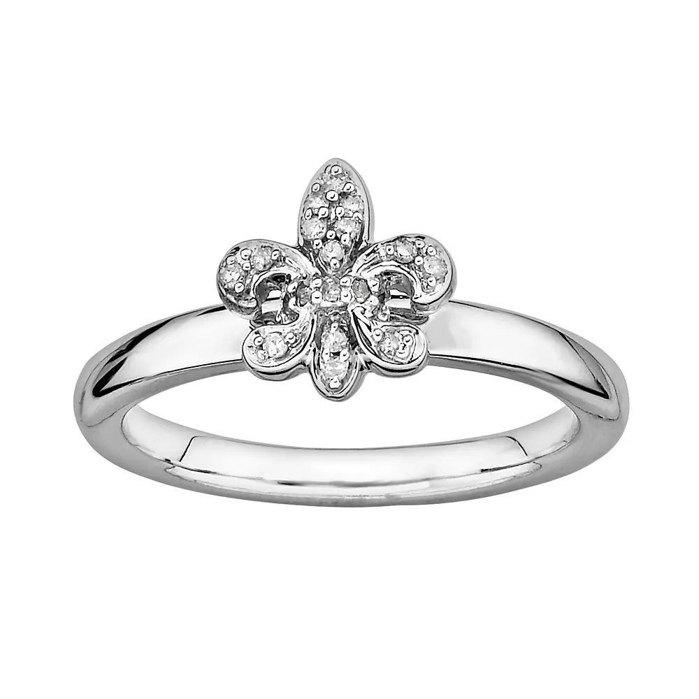 Stacks & Stones Sterling Silver Diamond Accent Fleur-de-Lis Stack Ring, Women's, Size: 6 Product Image