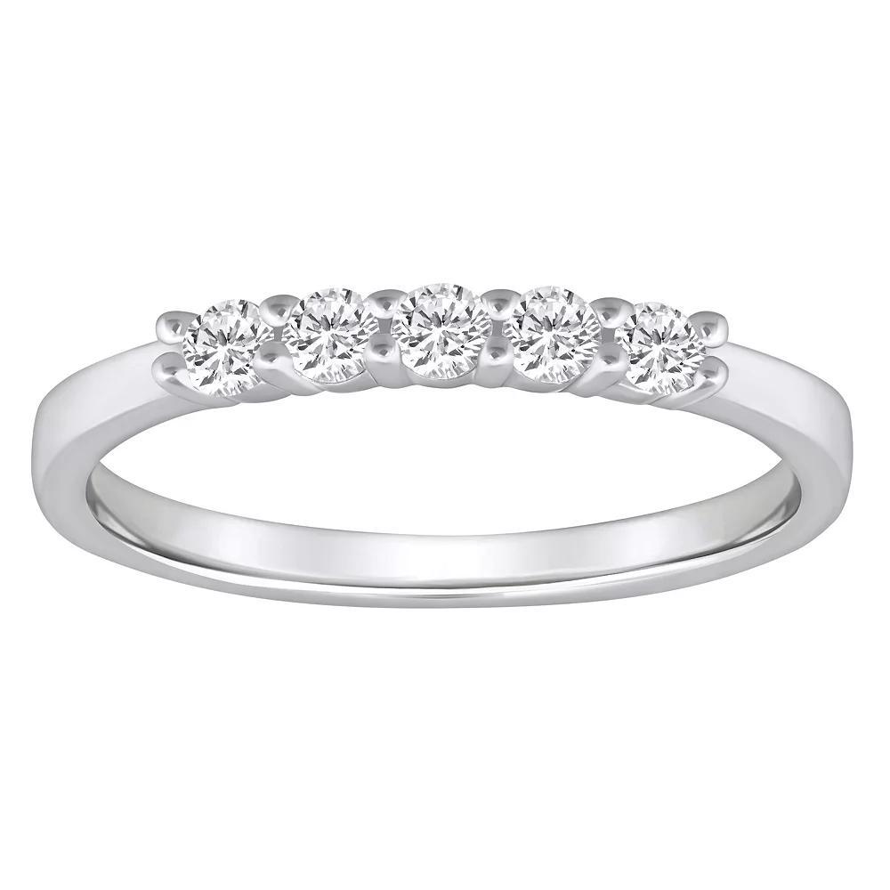Alyson Layne 14k Gold 1/4 Carat T.W. Diamond 5-Stone Wedding Band, Women's, Size: 8, White Product Image