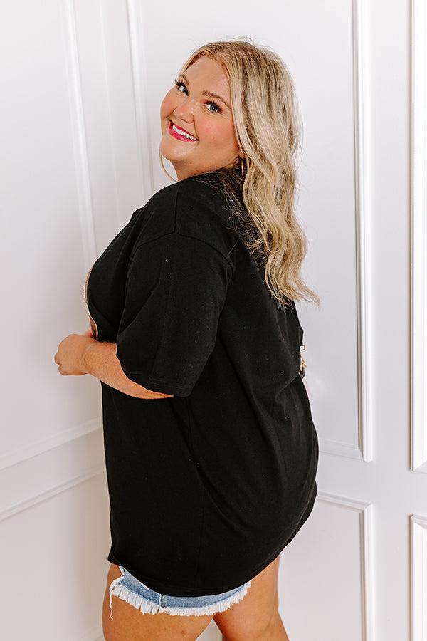 Kickoff Cutie Embroidered Oversized Tee in Black Curves Product Image