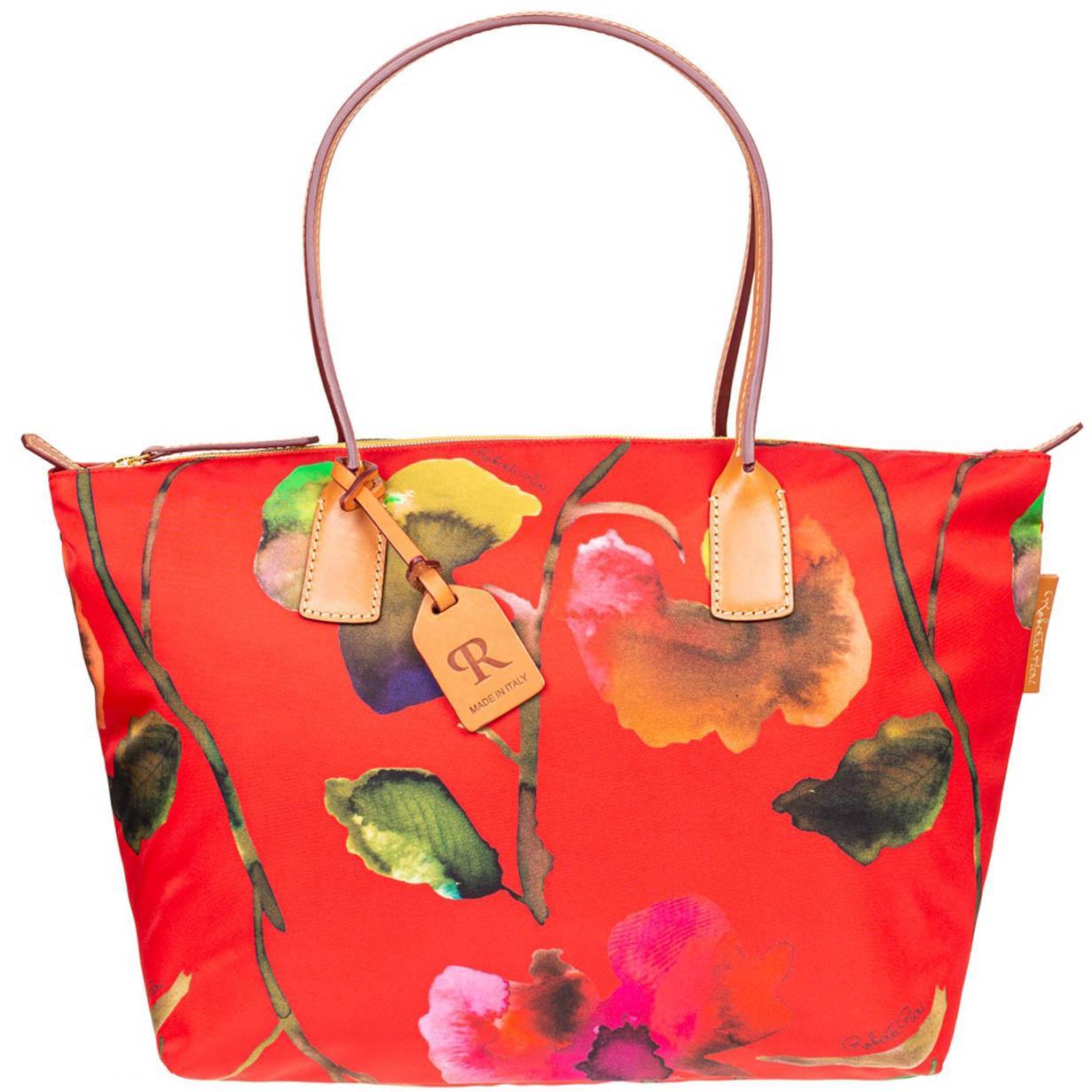 Dooney & Bourke Womens Roberta Pieri Flower Classic Large Robertina Fabric Tote Shopping Bag in White Product Image