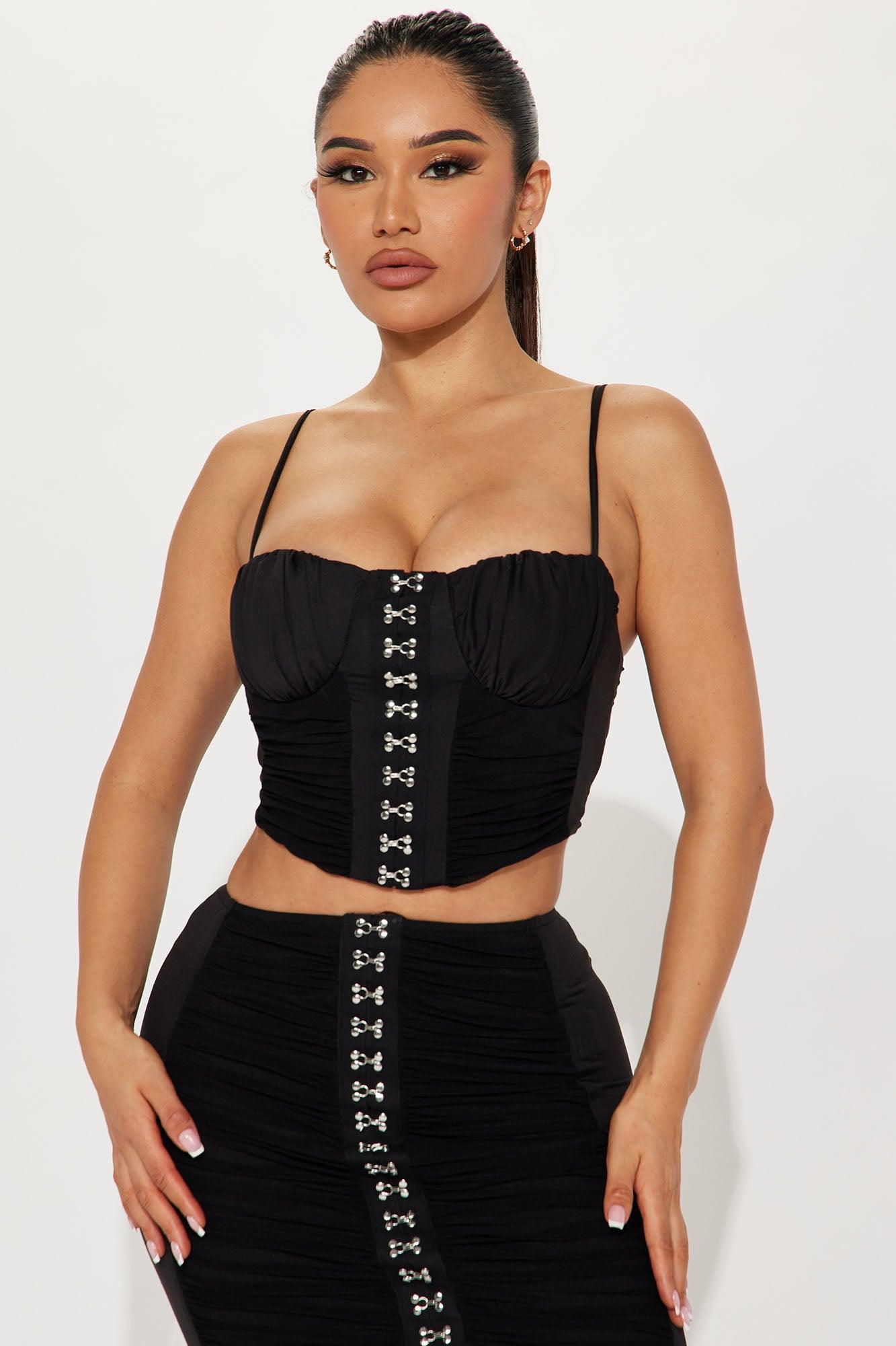 Zelia Mesh Skirt Set - Black Product Image