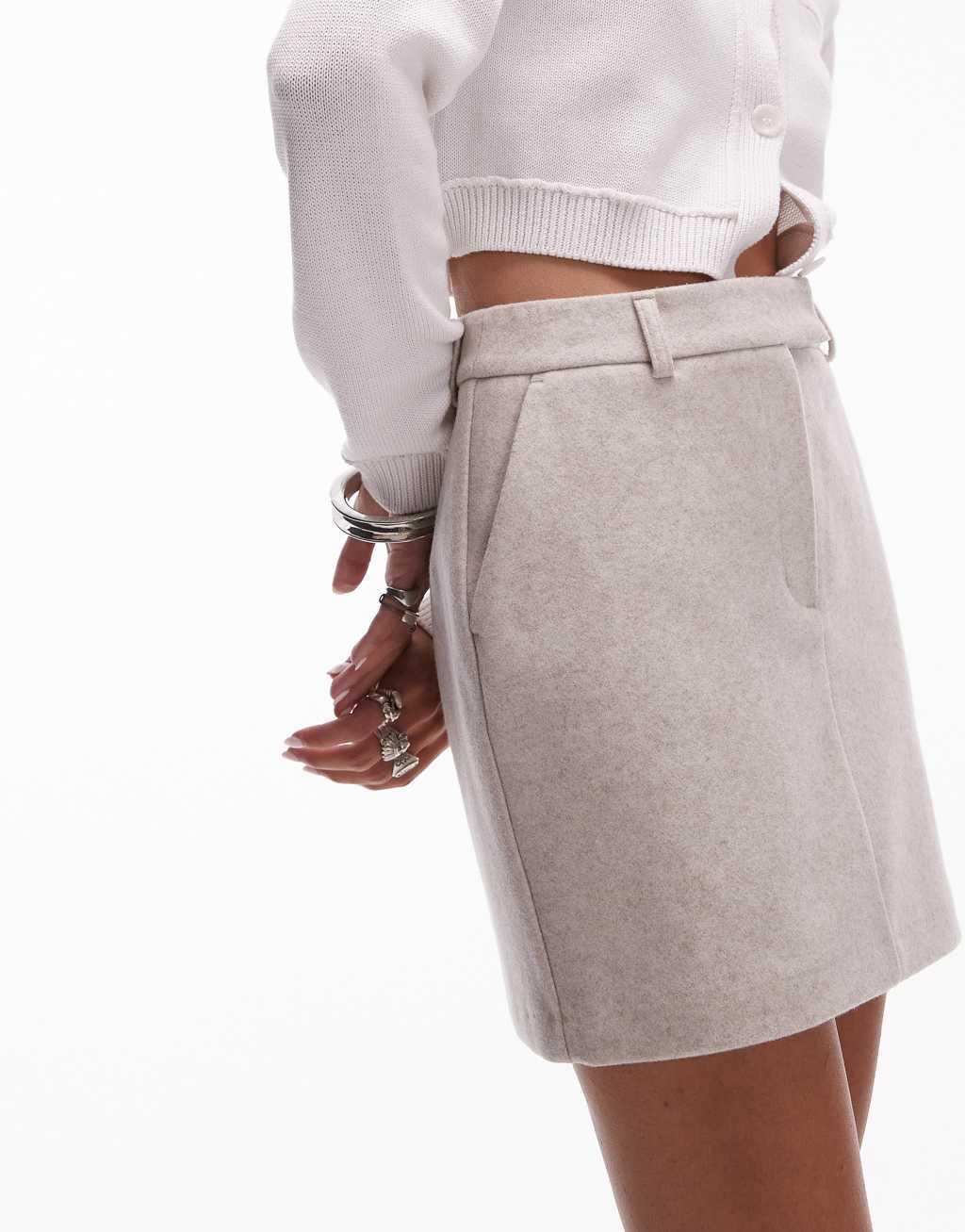 Topshop mini skirt in oatmeal - part of a set Product Image