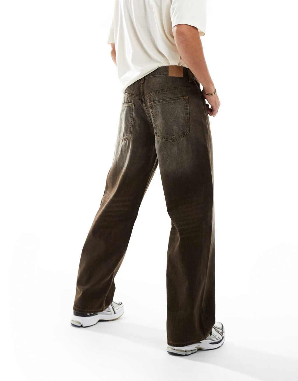 Weekday Sphere low rise loose fit jeans in brown wash Product Image