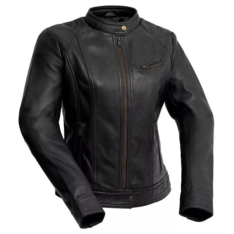 Women's Whet Blu Leather Moto Jacket, Size: Large, Red Product Image