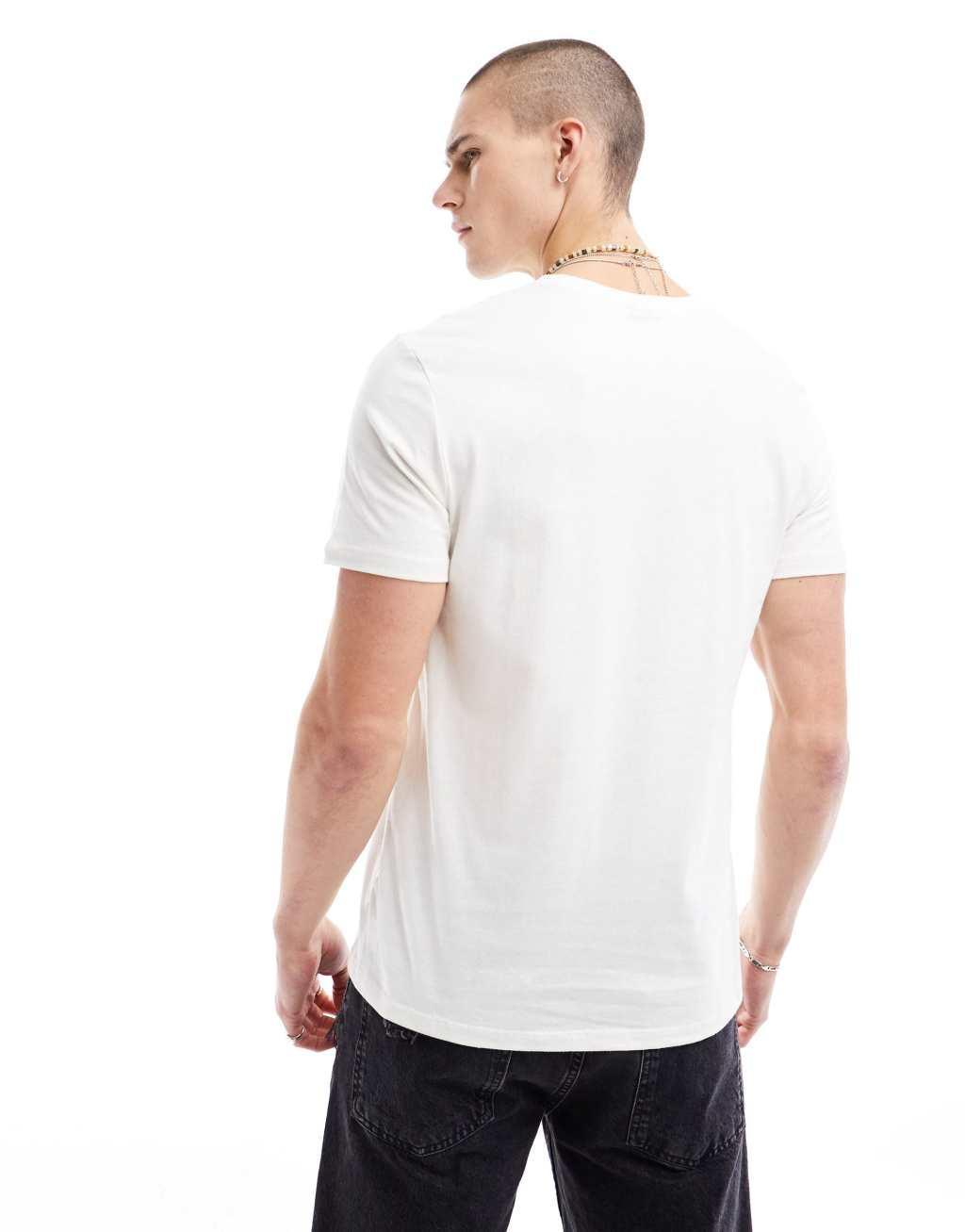 ASOS DESIGN relaxed t-shirt in off white with surf scene front print Product Image
