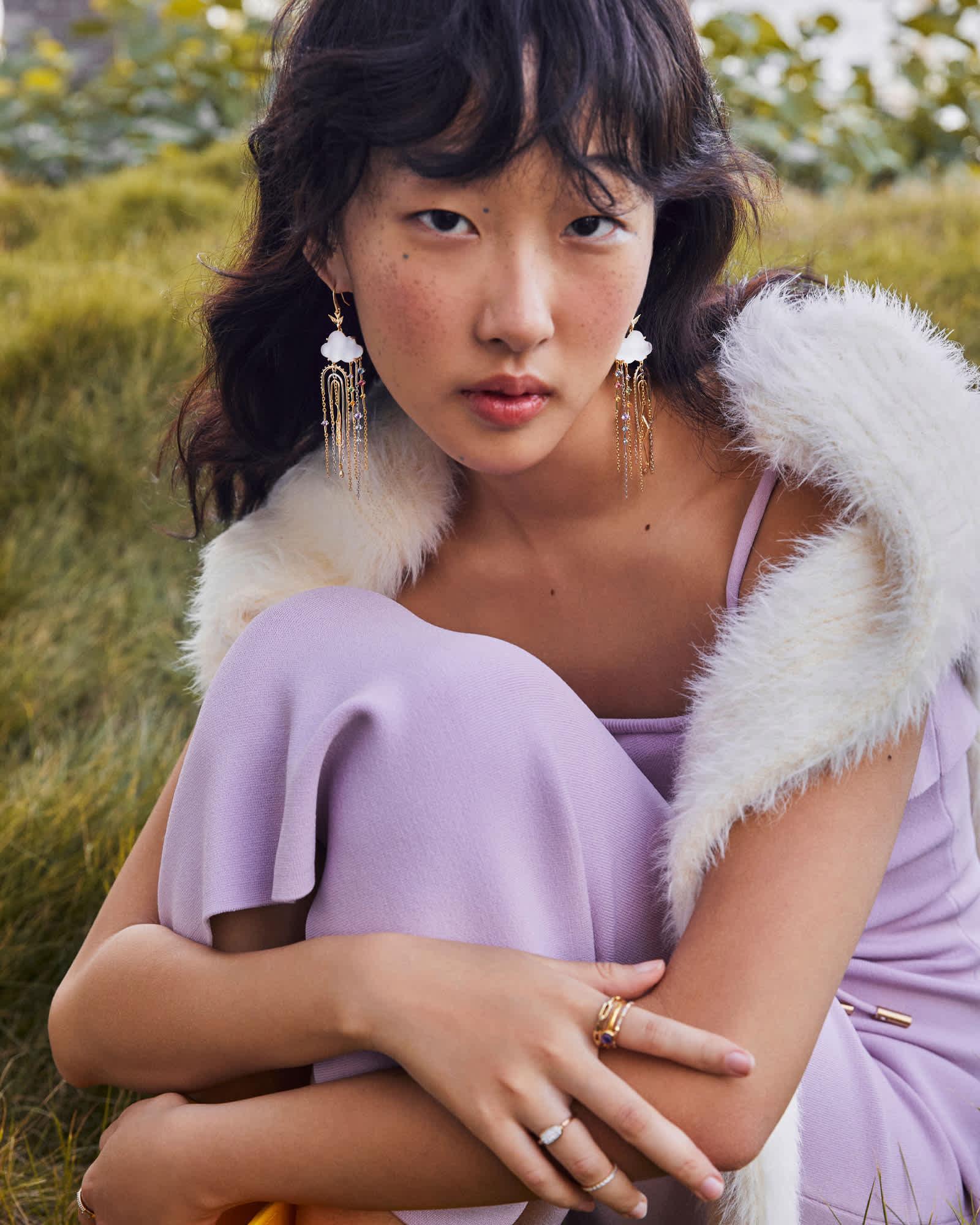 Celeste Cloud Mixed Metal Statement Earrings Product Image