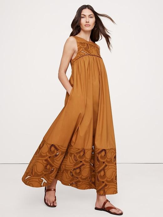 Embroidered Cotton Poplin Maxi Dress Product Image