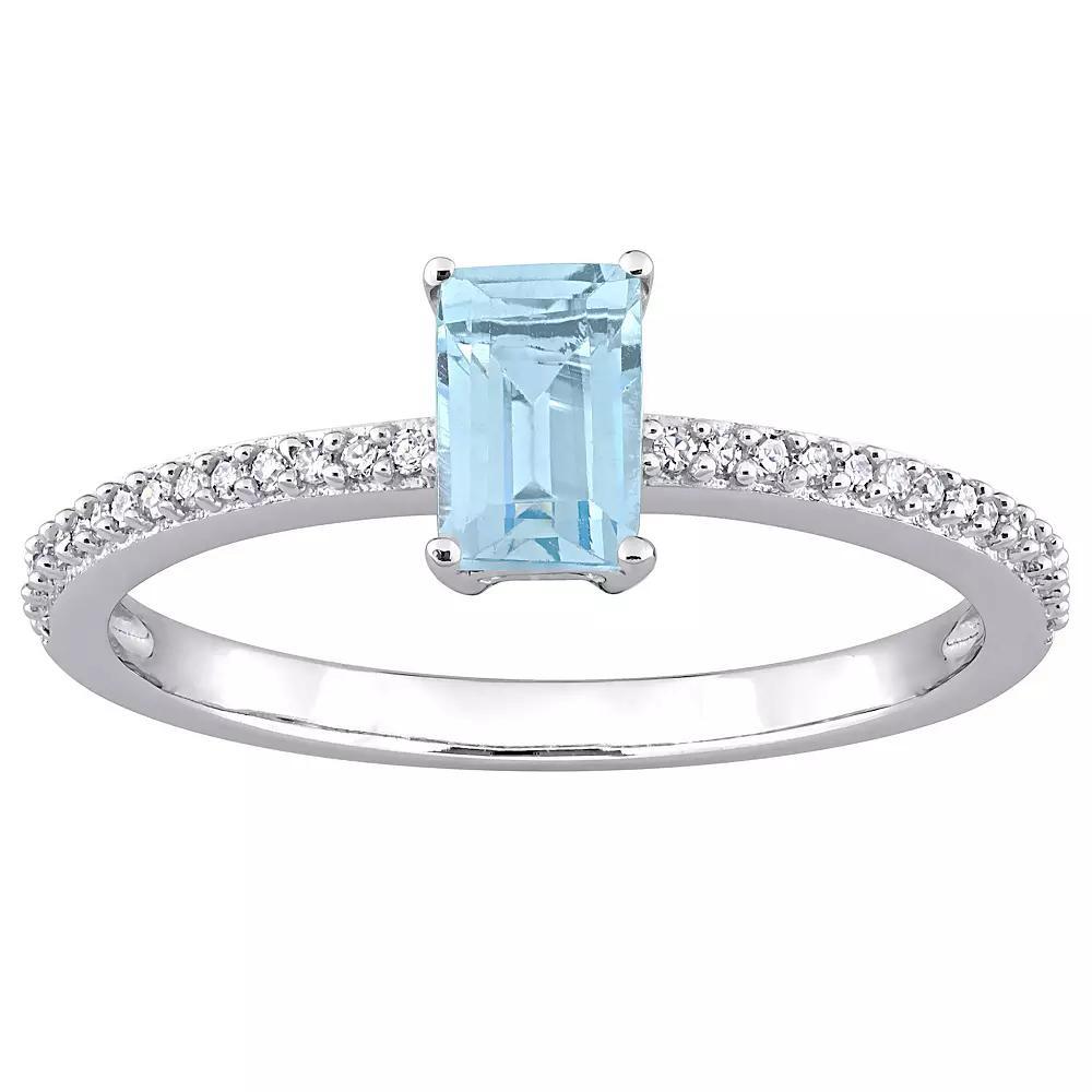 Stella Grace 10k White Gold Blue Topaz & Diamond Accent Promise Ring, Women's, Size: 8.50 Product Image
